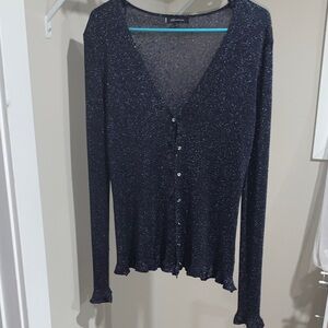 Anne Klein Navy Textured Knit Sweater